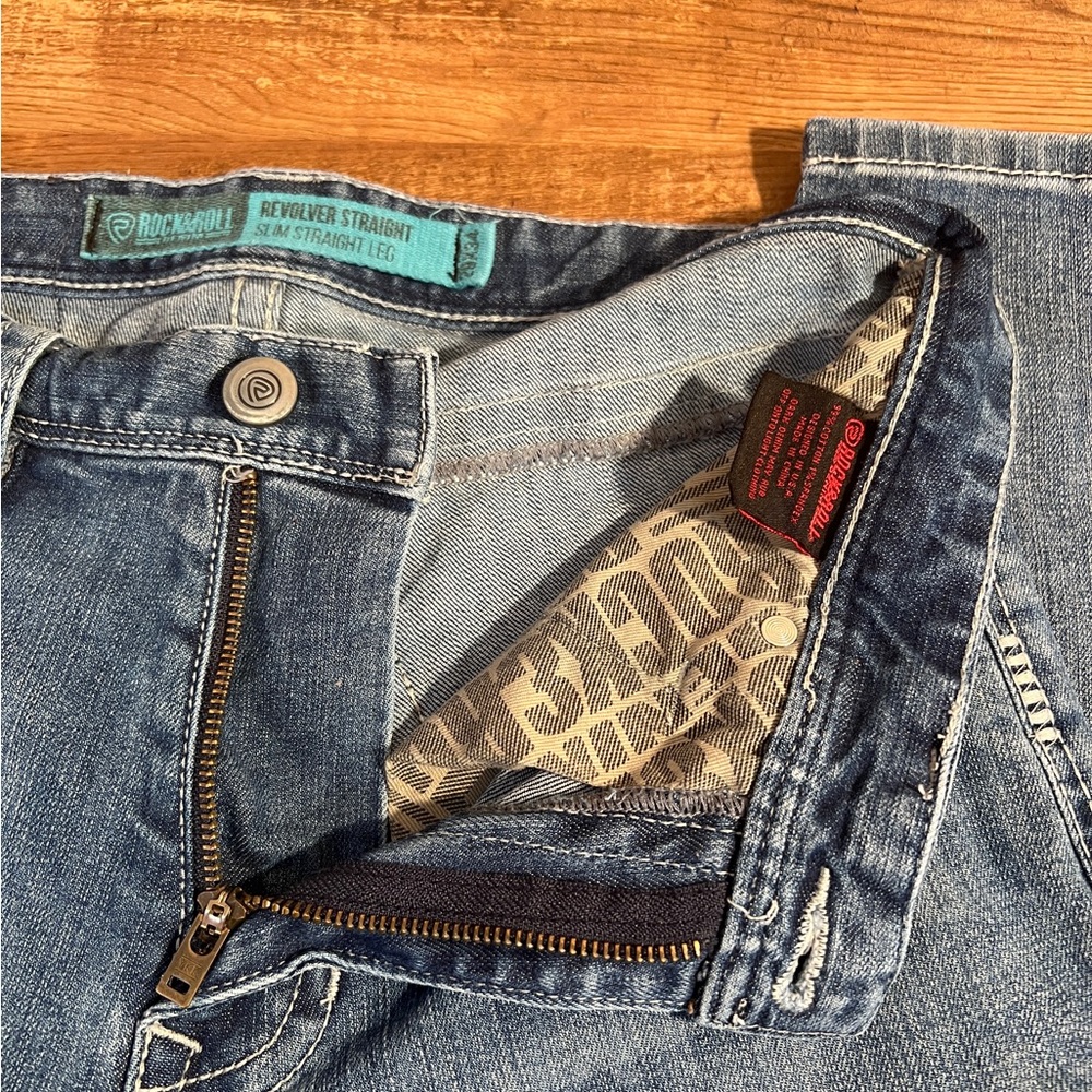 Rock & Roll Denim Revolver Straight Slim Fit Straight Mens Jeans 29x34 - Picture 8 of 10